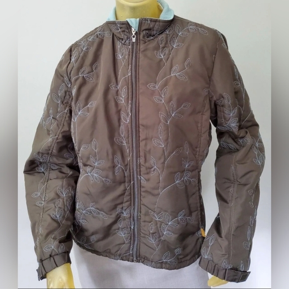 Eddie bauer- Embroidered Jacket Coat Fleece Lined  Women's Medium - Picture 1 of 12